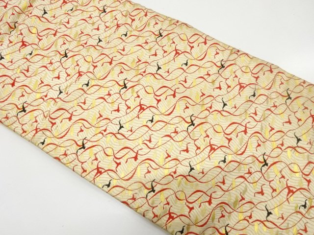JAPANESE KIMONO / ANTIQUE NAGOYA OBI / SILK / WOVEN SEAGULL